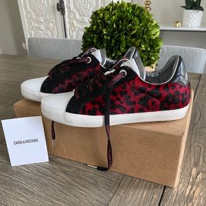 NIB Zadig & Voltaire Red/Black Print Sneakers